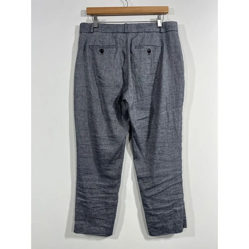 Banana Republic Preppy Linen Cotton Straight Leg Trousers Pants Womens 10 Boho